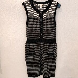 Spring + Mercer Black Gray Sleeveless Chunky Knit Sweater Dress Size Large